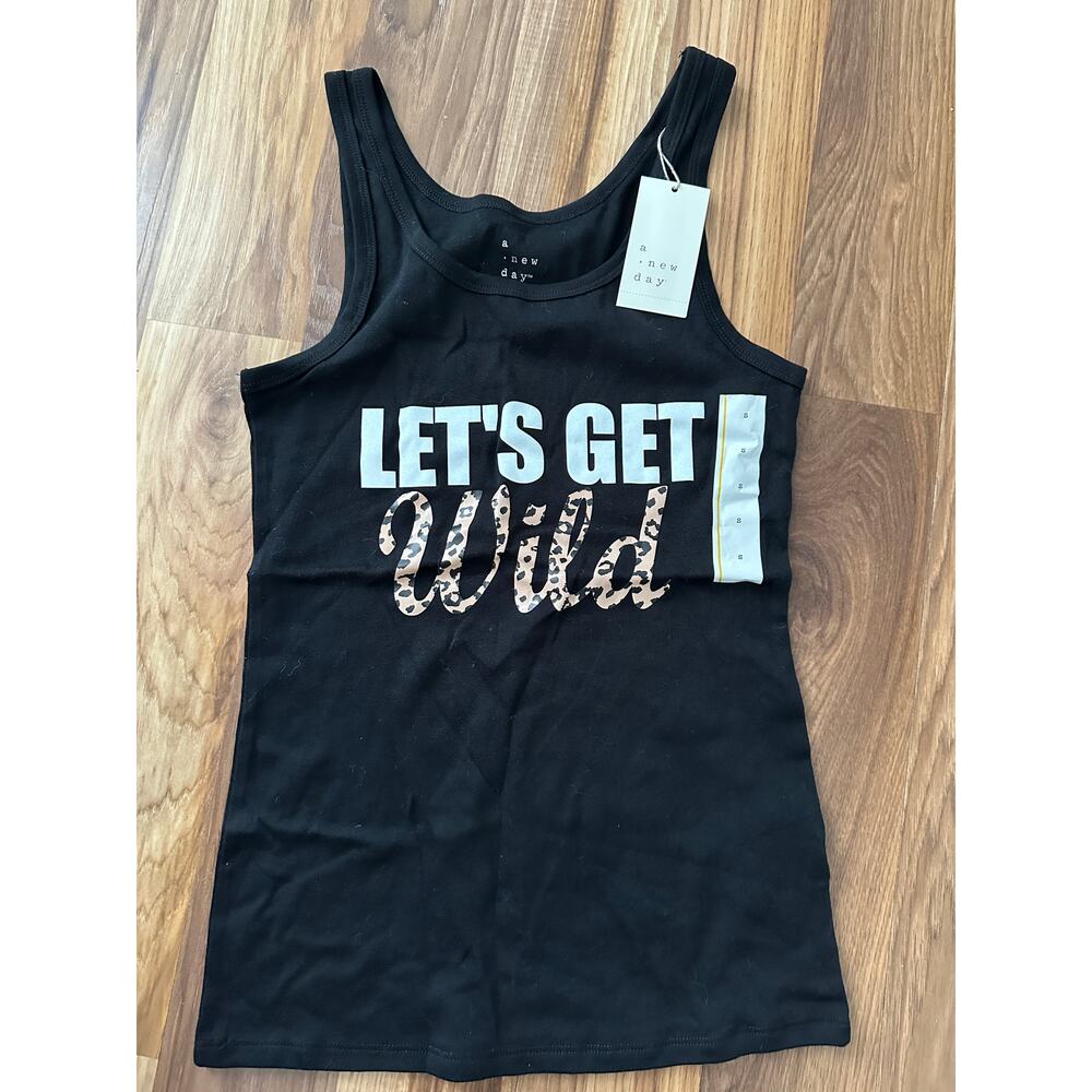 Lets Get Wild Black Sleeveless Tank Top Size Small